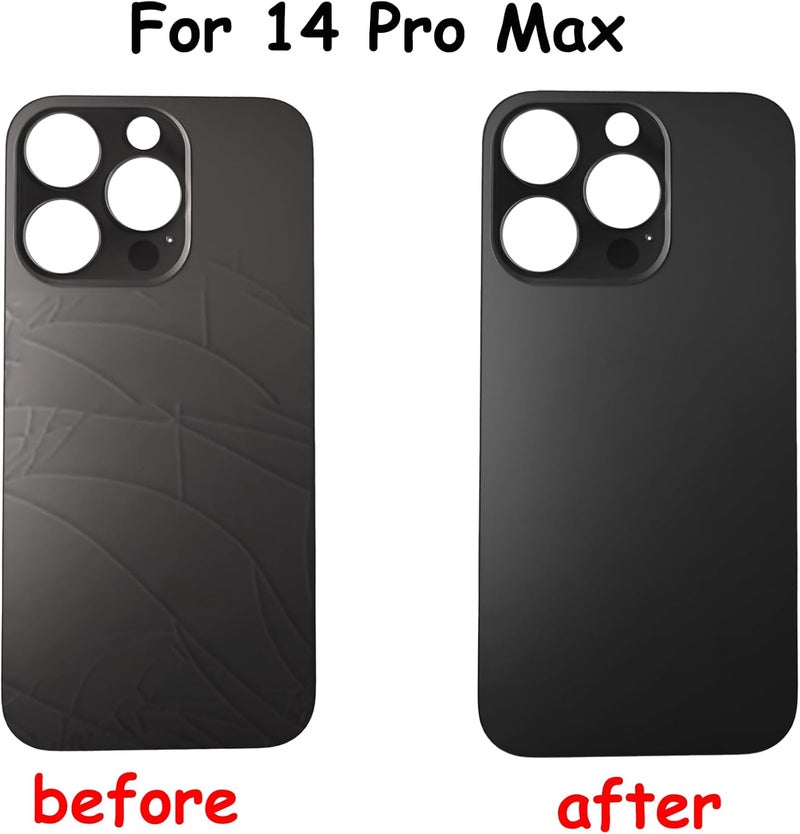 Anglepingping Store 14 Pro Max Back Glass Replacement for iPhone 14 Pro Max Rear Back Glass Compatible with iPhone 14 Pro Max with Pre-Installed Adhesive + Reparing Toolkit(Space Black) - Image 2